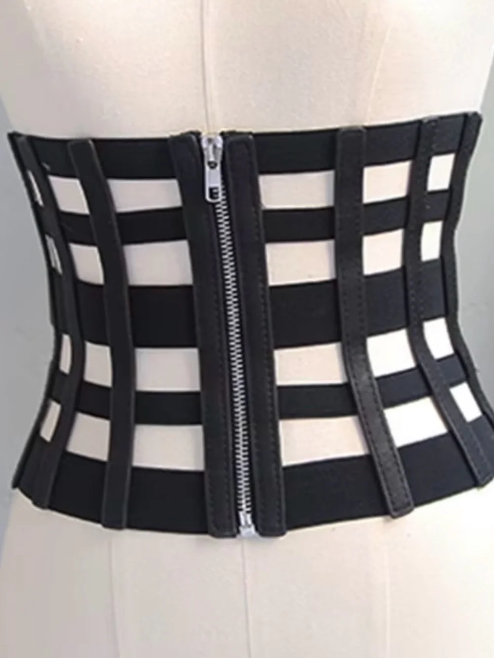 New! The “Punk Princess” Lattice Cage Elastic Corset Zip Front Wide waist Belt